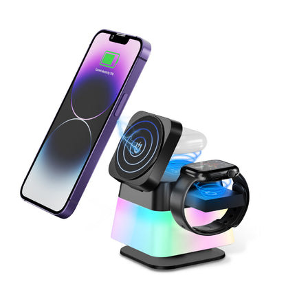 4 IN 1 ROTABLE COLORFUL LIGHTING WIRELESS CHARGER STAND FOR IPHONE