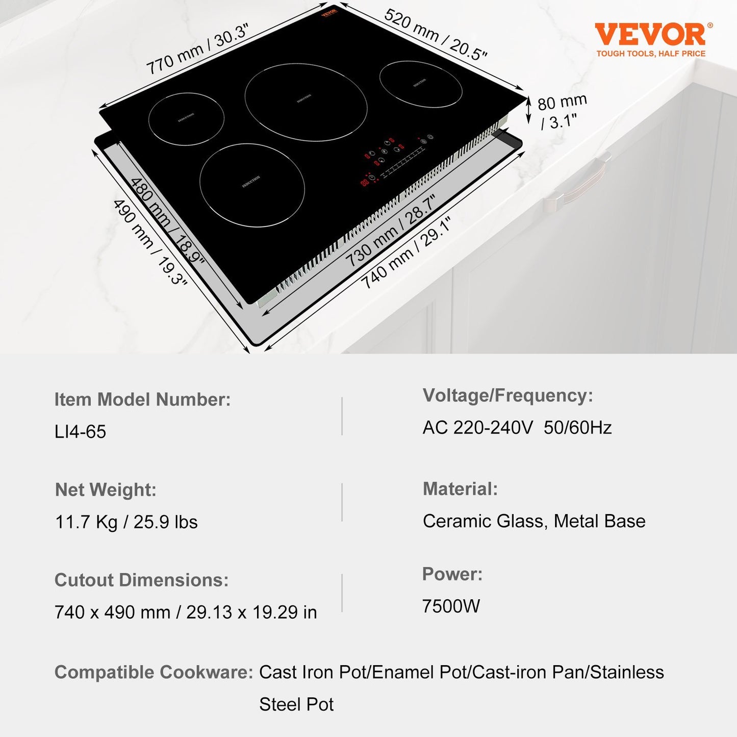 ELECTRIC COOKTOP 4 BURNERS INDUCTION STOVE